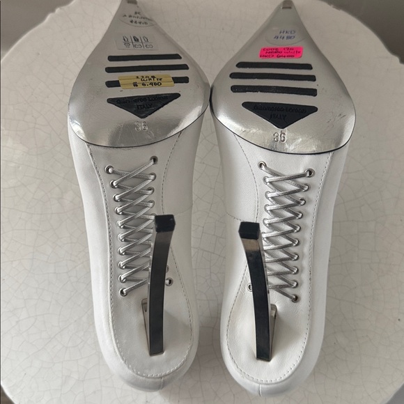Gianmarco Lorenzi White Leather Stiletto Heels Pointed Toe Corset Soles Size 36 - Picture 8 of 12